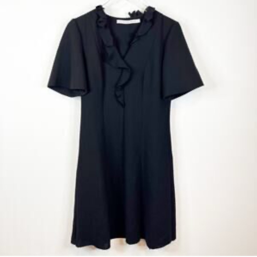 And Other Stories Ruffle V-neck fit and flare short sleeve little black dress